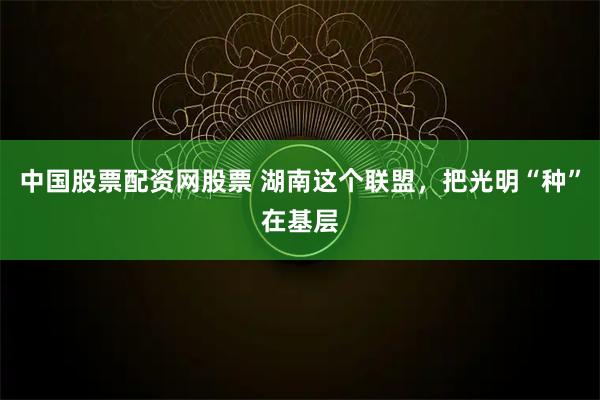 中国股票配资网股票 湖南这个联盟，把光明“种”在基层
